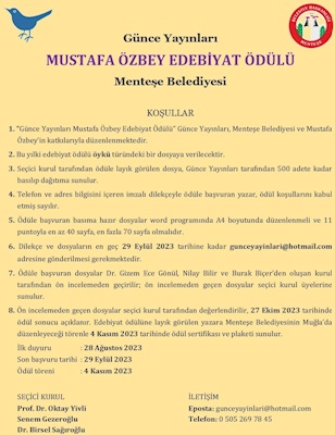 Mustafa Özbey Edebiyat Ödülleri 2023